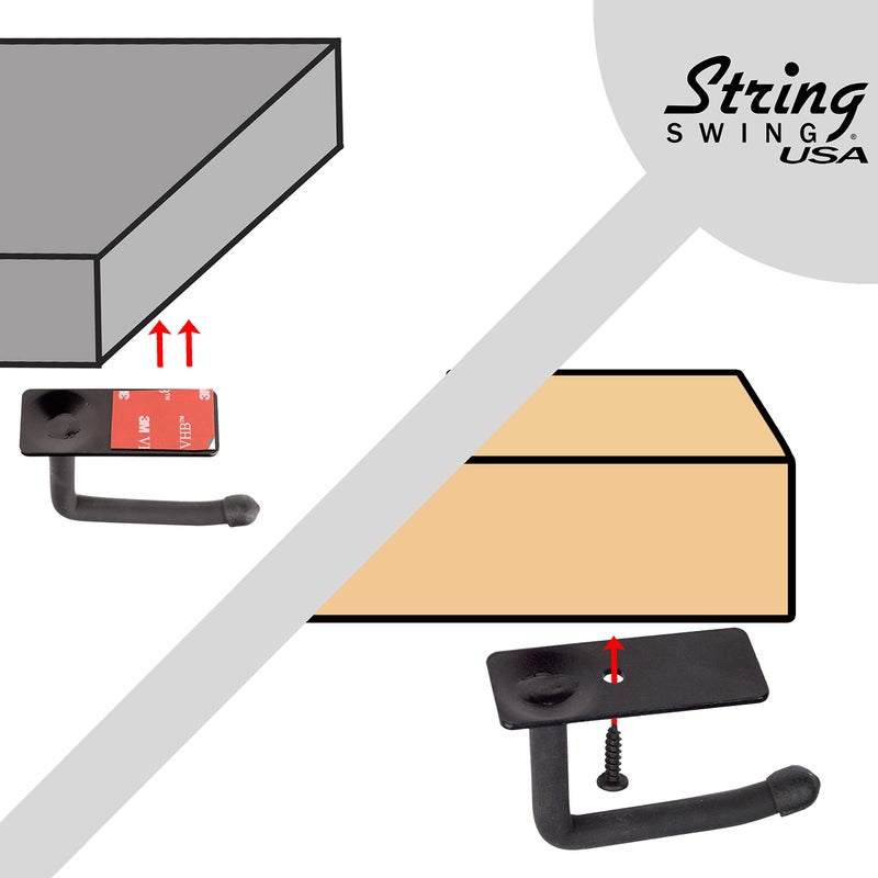 String Swing Headphone Hanger Hook Headset Holder Accessory Hook for Under Desk Or Table (Screw Or Adhesive Strip Mount, Single Unit) - Image 4